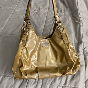 VNTG Coach Madison Maggie purse with purple lining with Mustard Yellow exterior